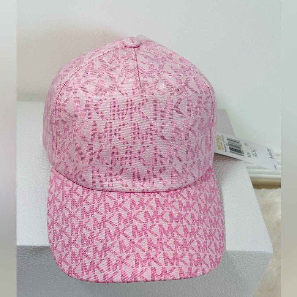 Michael Kors Pink and Yellow Monogram Interior Baseball Cap